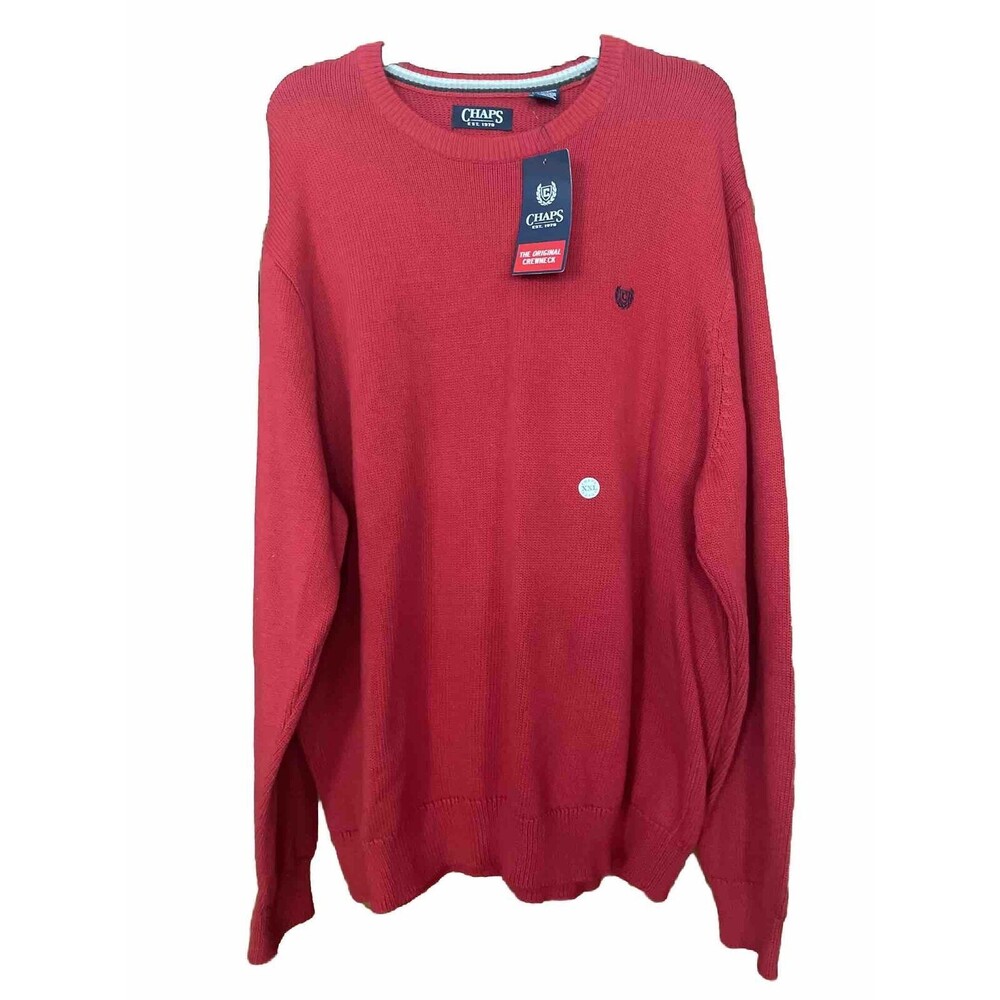 Chaps Mens Sweater Size XXL Red Crew Neck Pullover New